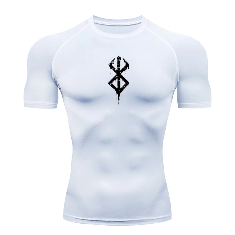 Kompressionsshirt mit Print und kurzen Ärmeln – schnelltrocknend, atmungsaktiv und perfekt für Gym, Training oder als Baselayer.