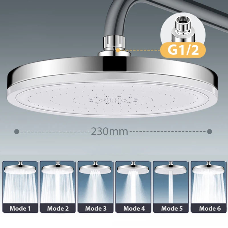 Regendusche mit 6 Strahlarten und Filter – hoher Wasserdruck, vielseitig einstellbar und ideal für ein entspannendes Duscherlebnis.