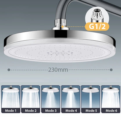 Regendusche mit 6 Strahlarten und Filter – hoher Wasserdruck, vielseitig einstellbar und ideal für ein entspannendes Duscherlebnis.