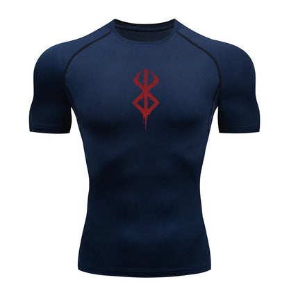 Kompressionsshirt mit Print und kurzen Ärmeln – schnelltrocknend, atmungsaktiv und perfekt für Gym, Training oder als Baselayer.