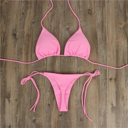 Bandage-Bikini Set – Zweiteiliges Thong-Design in Pink