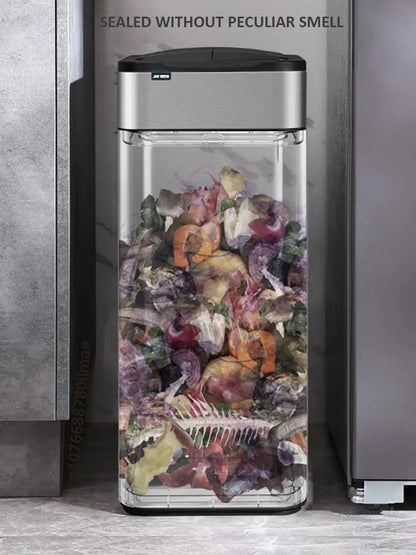 Automatischer Mülleimer aus Edelstahl mit Sensor – 15–20L Fassungsvermögen, geruchsdicht und perfekt für Küche oder Bad.