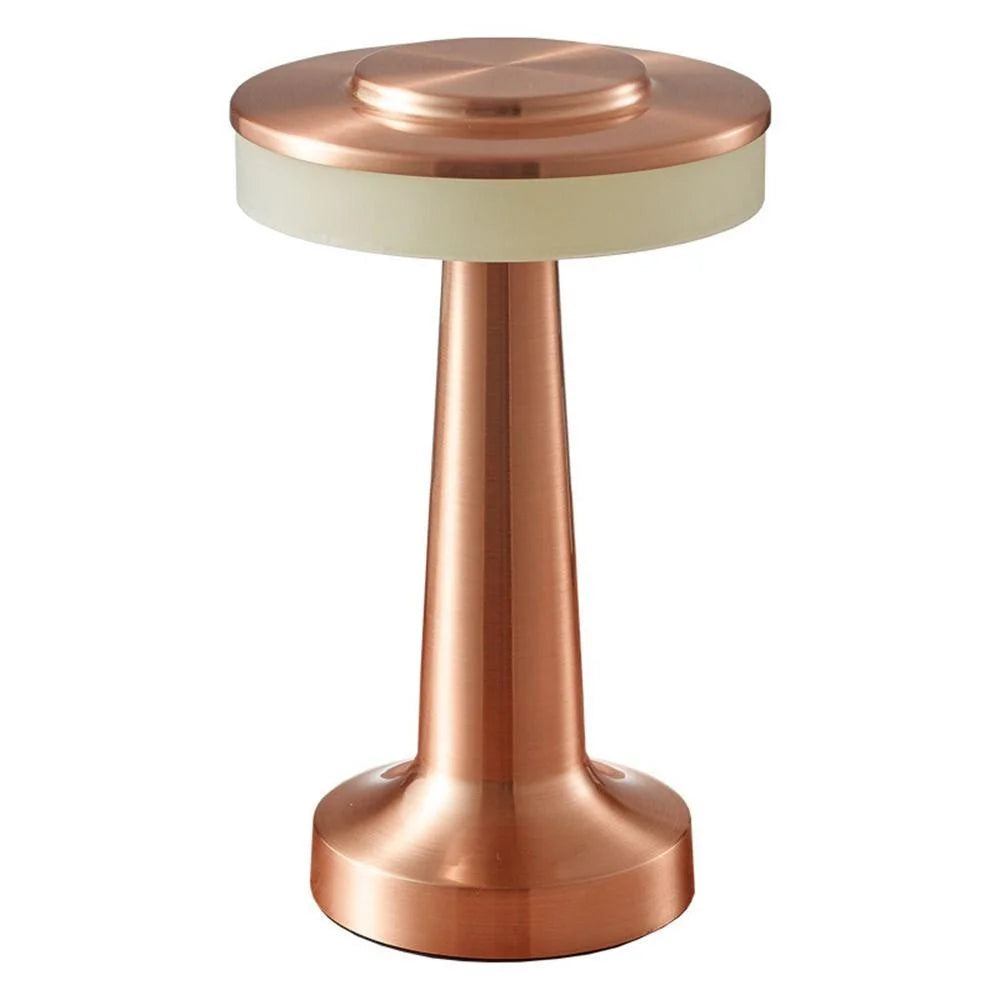 Retro LED-Tischlampe, stufenlos dimmbar und USB-aufladbar – ideal als Ambientelicht oder fürs Camping.