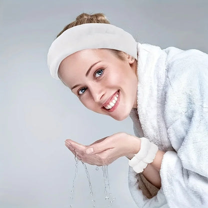 Coral Velvet Facial High-elastic Makeup Hairband Face Wash Wristband Set - Face Wash, Facial Mask, Skin Care