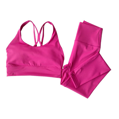 Atmungsaktives Yoga-Set mit formendem Sport-Bra und Leggings – figurbetont, stylisch und ideal für Fitness, Yoga oder Alltag.