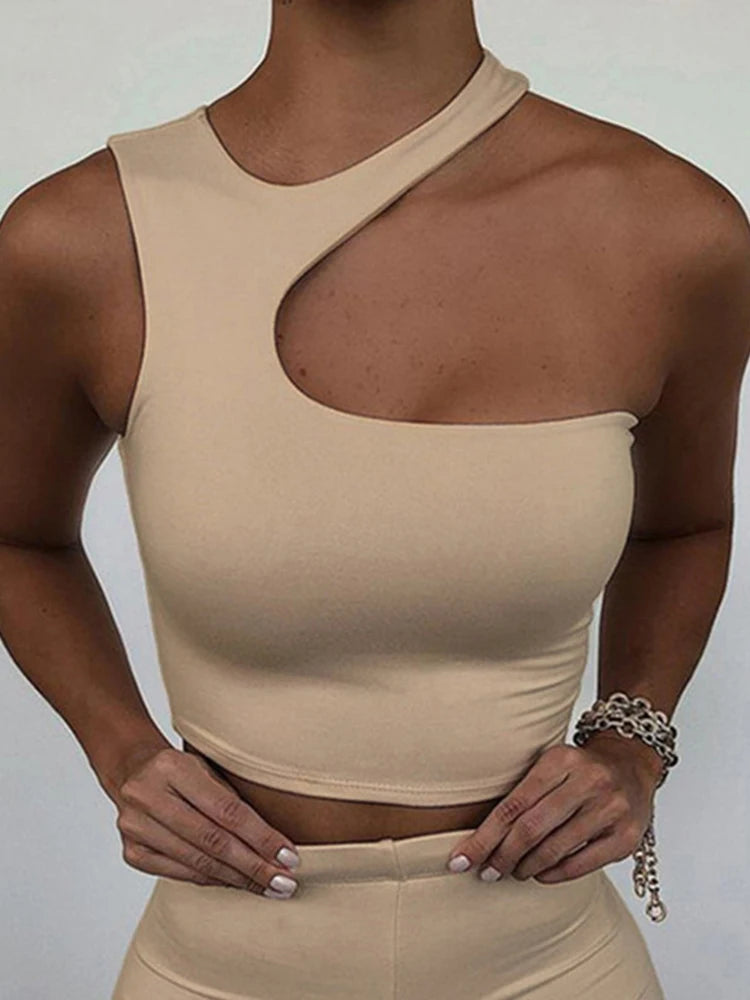 Schulterfreies Crop Top – Stylisches, figurbetontes Tanktop mit Cut-Out-Design für einen modernen Look
