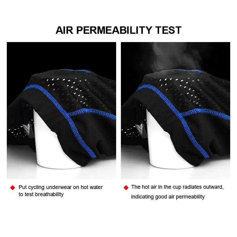 Atmungsaktive Radhose mit 5D-Gelpolster und Anti-Rutsch-Beinabschlüssen – bequem, stoßdämpfend und perfekt für lange Touren.