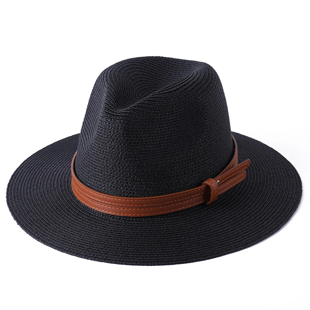 Großer Panama-Strohhut mit breiter Krempe – unisex, luftig und ideal für Sommer, Strand & UV-Schutz mit stilvollem Fedora-Design.