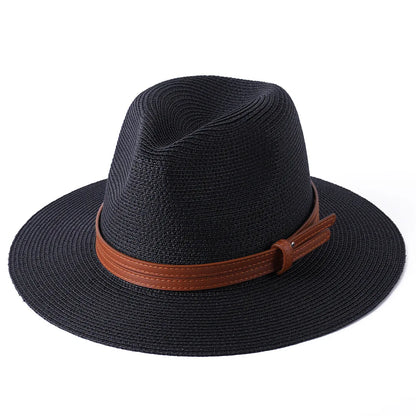 Großer Panama-Strohhut mit breiter Krempe – unisex, luftig und ideal für Sommer, Strand & UV-Schutz mit stilvollem Fedora-Design.