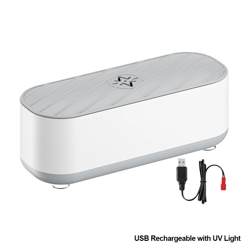 USB-aufladbares Ultraschallreinigungsgerät – reinigt Schmuck, Brillen & mehr mit Hochfrequenz-Vibrationen gründlich und schonend.