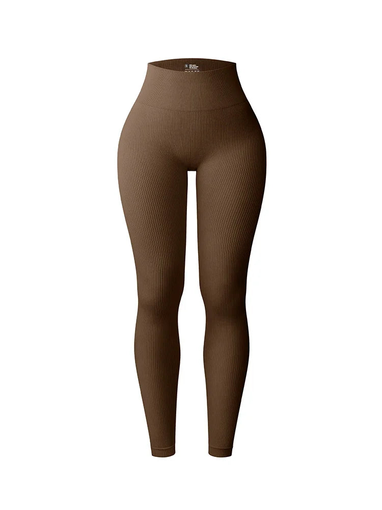 Nahtlose Sportleggings – Hochtailliert mit figurformendem Design und elastischem Rippmaterial