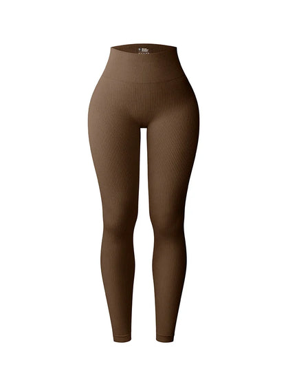 Nahtlose Sportleggings – Hochtailliert mit figurformendem Design und elastischem Rippmaterial