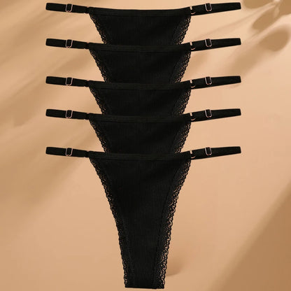 5er-Pack Baumwoll-Tangas – Bequeme, verstellbare Unterwäsche im T-Back-Design