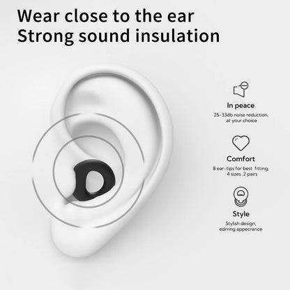 Bouchons d'oreilles en silicone avec réduction de bruit – insonorisés, confortables et idéaux pour nager, dormir ou pour un repos ininterrompu.