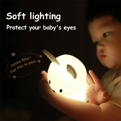Nachtlicht Hase mit LED – dimmbar, USB-aufladbar und ideal fürs Einschlafen im Kinderzimmer