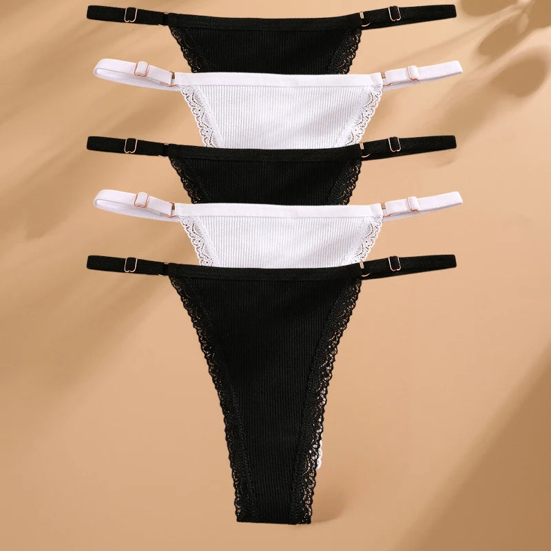 5er-Pack Baumwoll-Tangas – Bequeme, verstellbare Unterwäsche im T-Back-Design