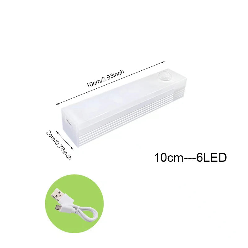 Kabelloses LED-Nachtlicht mit Bewegungssensor & USB-C – wiederaufladbar, ideal für Schrank, Flur, Treppe oder Küche.