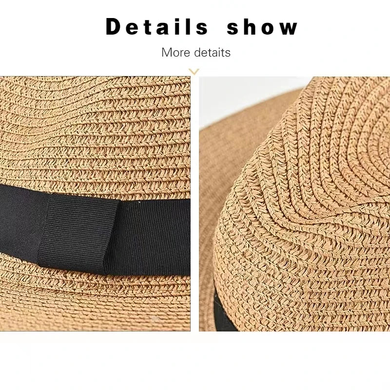 Großer Panama-Strohhut mit breiter Krempe – unisex, luftig und ideal für Sommer, Strand & UV-Schutz mit stilvollem Fedora-Design.