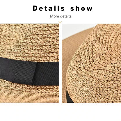 Großer Panama-Strohhut mit breiter Krempe – unisex, luftig und ideal für Sommer, Strand & UV-Schutz mit stilvollem Fedora-Design.