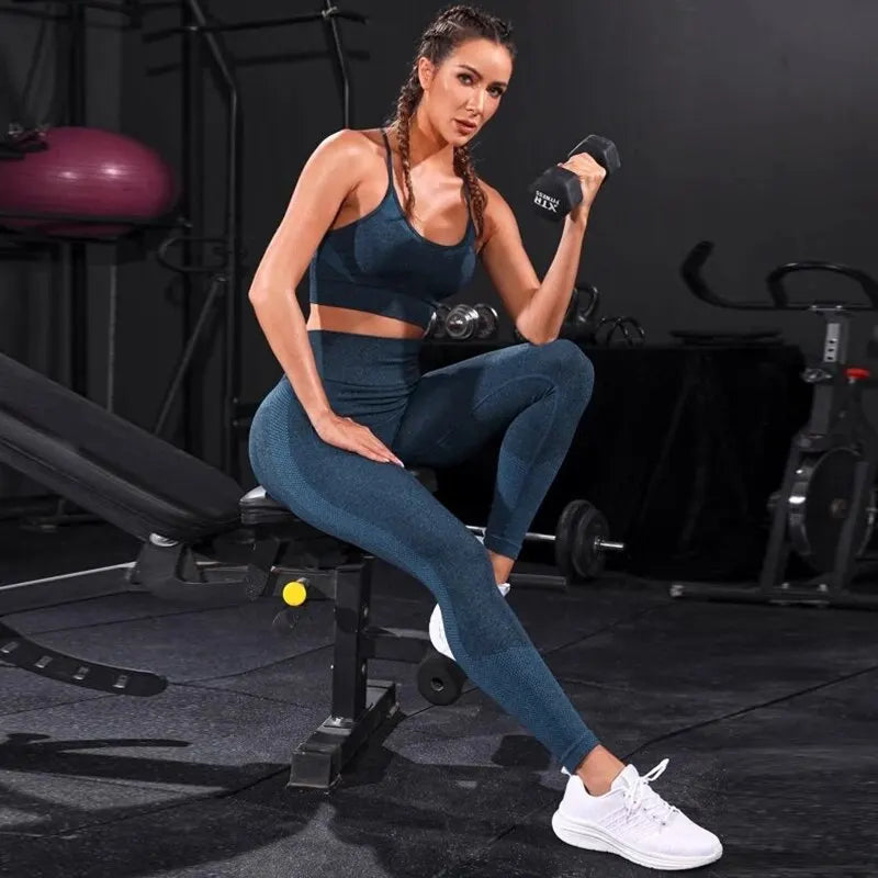 Nahtloses Yoga-Set – 2-teiliges Sport-Outfit mit High-Waist-Leggings für Fitness und Training