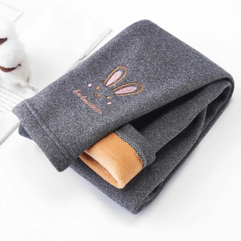 Kinder Thermo-Leggings – Weiche Fleece-Leggings mit Hasenmotiv für Mädchen, warm und modisch