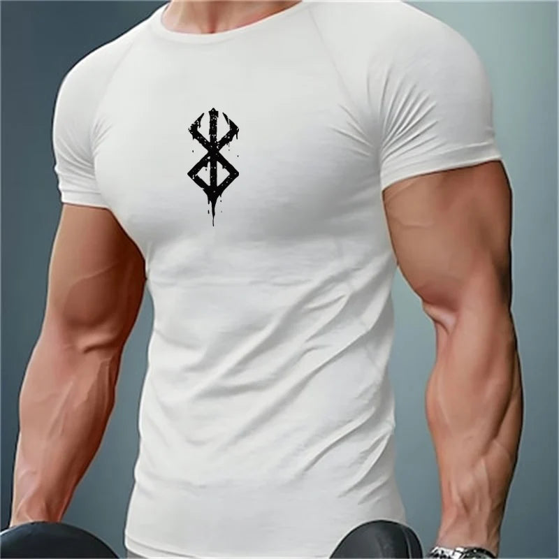 Kompressionsshirt mit Print und kurzen Ärmeln – schnelltrocknend, atmungsaktiv und perfekt für Gym, Training oder als Baselayer.