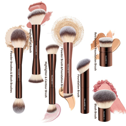 Doppelseitiger Make-up Pinsel – Vielseitiger Pinsel für Foundation, Puder, Concealer, Rouge und Bronzer mit weichen Fasern