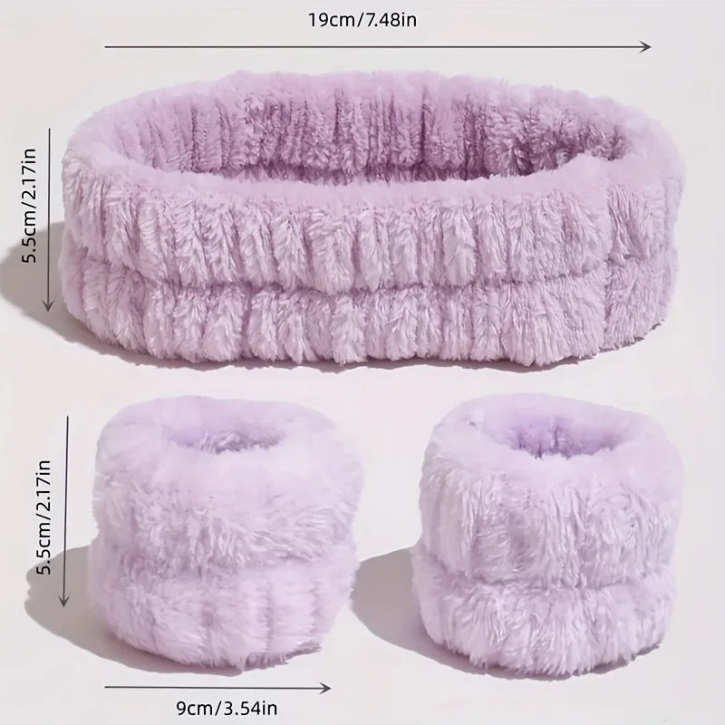 Coral Velvet Facial High-elastic Makeup Hairband Face Wash Wristband Set - Face Wash, Facial Mask, Skin Care