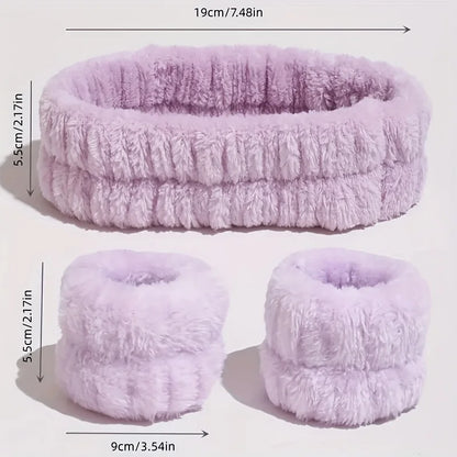 Coral Velvet Facial High-elastic Makeup Hairband Face Wash Wristband Set - Face Wash, Facial Mask, Skin Care