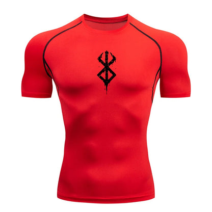 Kompressionsshirt mit Print und kurzen Ärmeln – schnelltrocknend, atmungsaktiv und perfekt für Gym, Training oder als Baselayer.