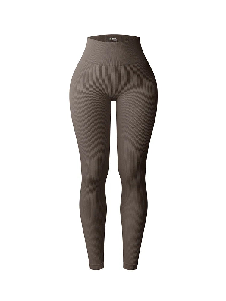 Nahtlose Sportleggings – Hochtailliert mit figurformendem Design und elastischem Rippmaterial