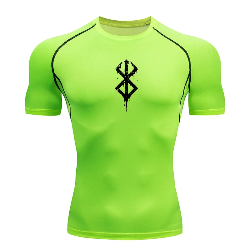 Kompressionsshirt mit Print und kurzen Ärmeln – schnelltrocknend, atmungsaktiv und perfekt für Gym, Training oder als Baselayer.