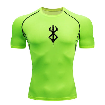 Kompressionsshirt mit Print und kurzen Ärmeln – schnelltrocknend, atmungsaktiv und perfekt für Gym, Training oder als Baselayer.
