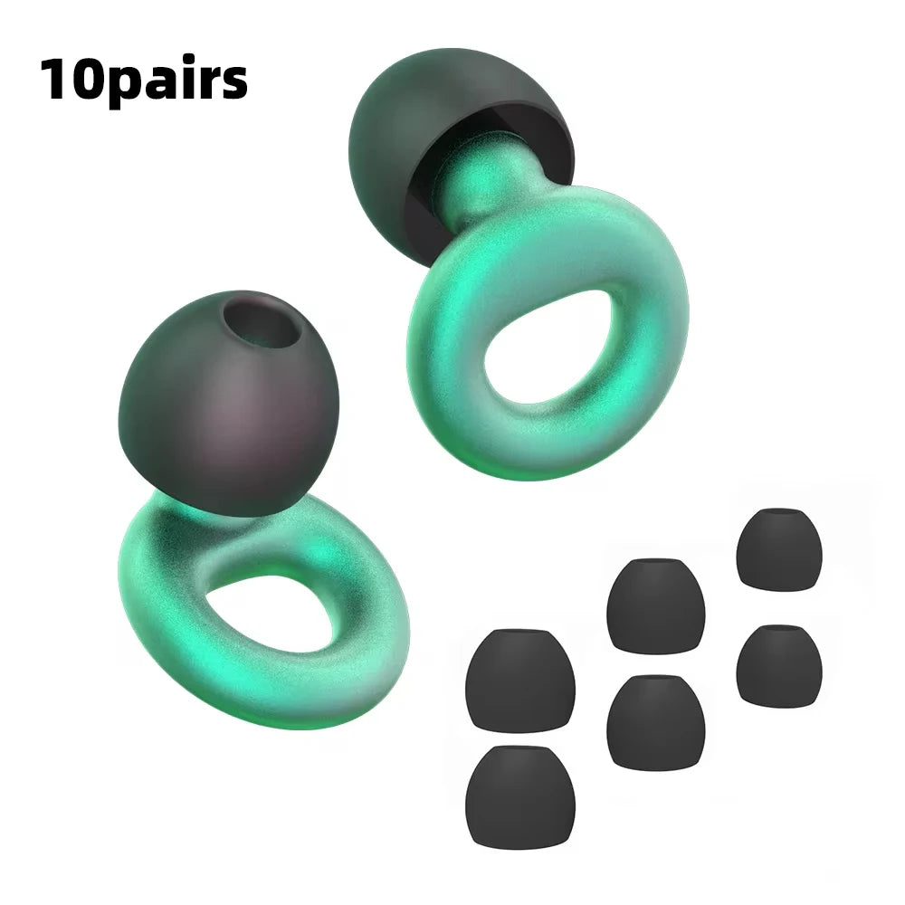 Bouchons d'oreilles en silicone avec réduction de bruit – insonorisés, confortables et idéaux pour nager, dormir ou pour un repos ininterrompu.
