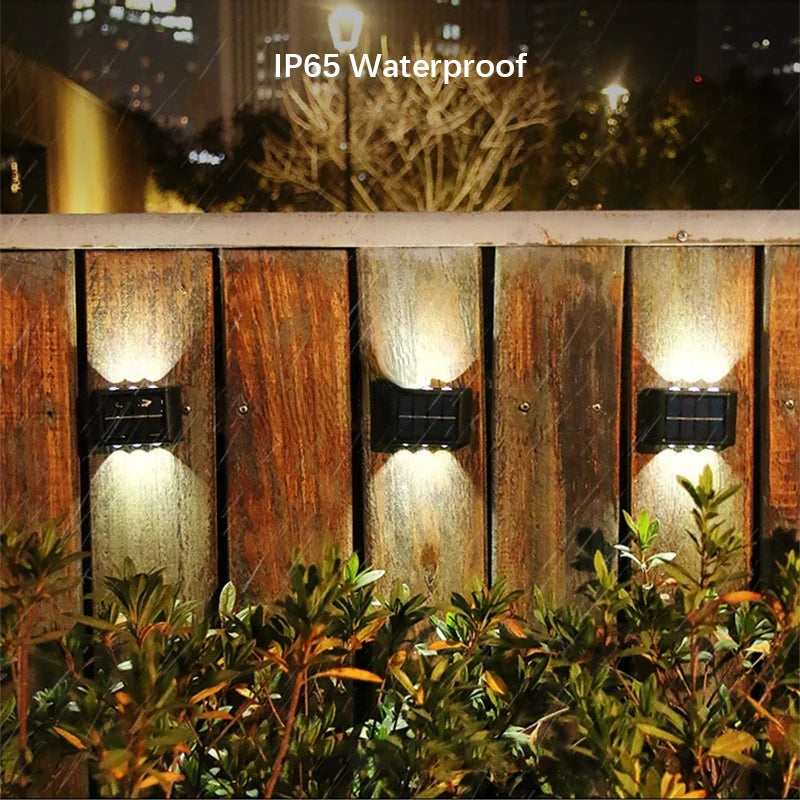 6LED Solar Lights, Outdoor Atmosphere Wall Lamp, Up And Down Light Control for Garden Yard Street Balcony Terrace Camping Decor