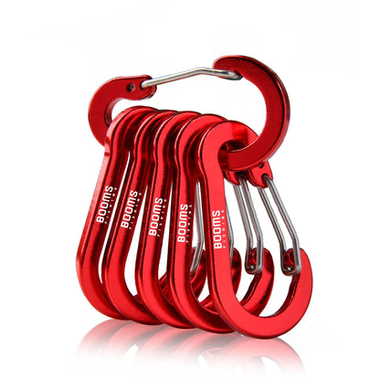 Karabiner-Set – 6-teilige Aluminium-Karabiner mit Clip-Verschluss, ideal für Camping, Klettern und Angeln