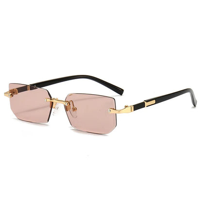 Modische randlose Rechteck-Sonnenbrille – unisex, leicht & stylisch, ideal für Sommer, Reisen oder trendige Alltagslooks.