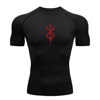 Kompressionsshirt mit Print und kurzen Ärmeln – schnelltrocknend, atmungsaktiv und perfekt für Gym, Training oder als Baselayer.