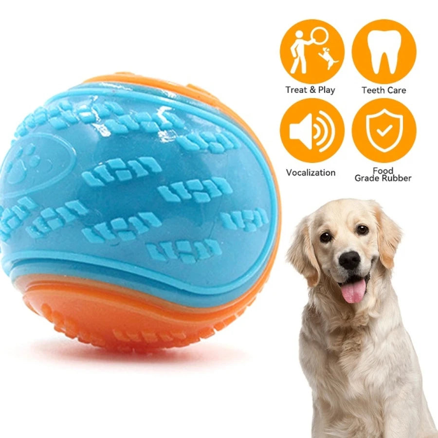 Interaktiver Hundespielball – Elastischer Kauball zur Zahnpflege mit Geräuscheffekt