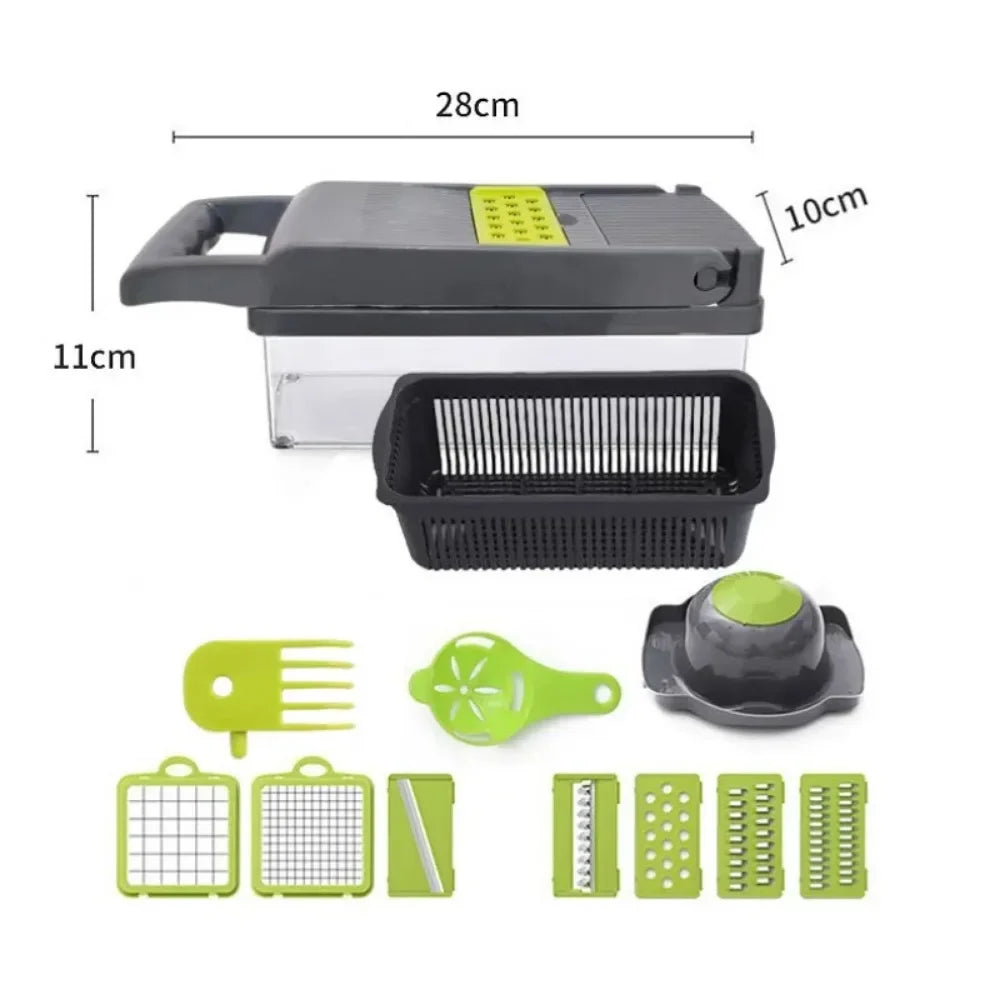 Multifunktionaler Gemüseschneider – 14/16-in-1 Slicer, Dicer & Reibe mit Griff für die Küche