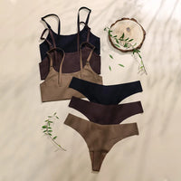 Nahtloses Ice-Silk Wäscheset – Bequemer, drahtloser BH & Slip im modernen Design
