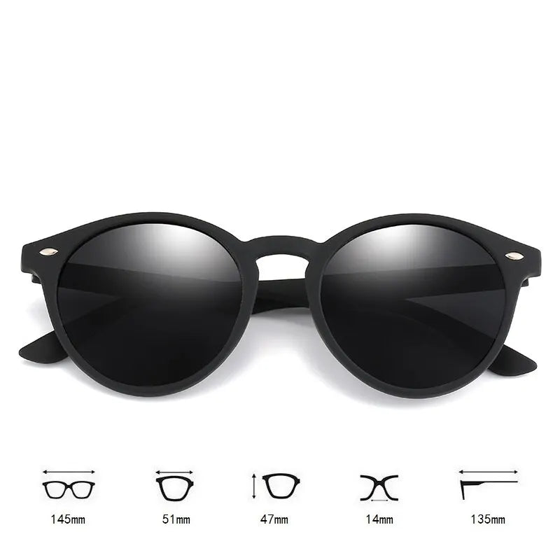 Klassische runde Polarisations-Sonnenbrille im Vintage-Design – unisex, UV400-Schutz, ideal für Reisen, Autofahren & stylische Alltagslooks.
