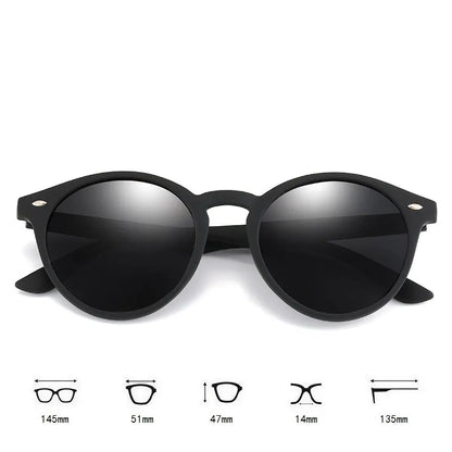 Klassische runde Polarisations-Sonnenbrille im Vintage-Design – unisex, UV400-Schutz, ideal für Reisen, Autofahren & stylische Alltagslooks.