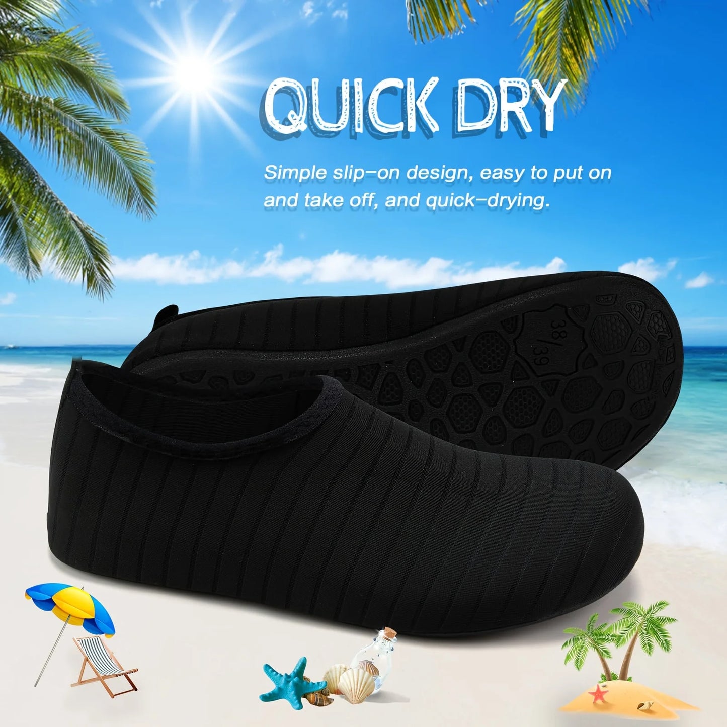 Wasserschuhe mit Barfußgefühl – rutschfest, schnelltrocknend und ideal für Strand, Schwimmen & Wassersport.