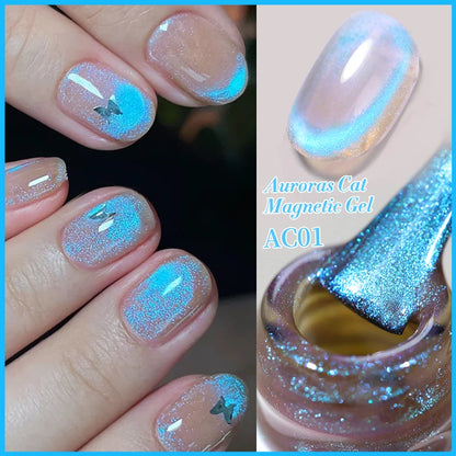 BORN PRETTY 10ml Aurora Cat Eye Gel – magnetischer Glanz mit märchenhaftem Schimmer, UV-Soak-Off für funkelnde Nail-Art-Looks.