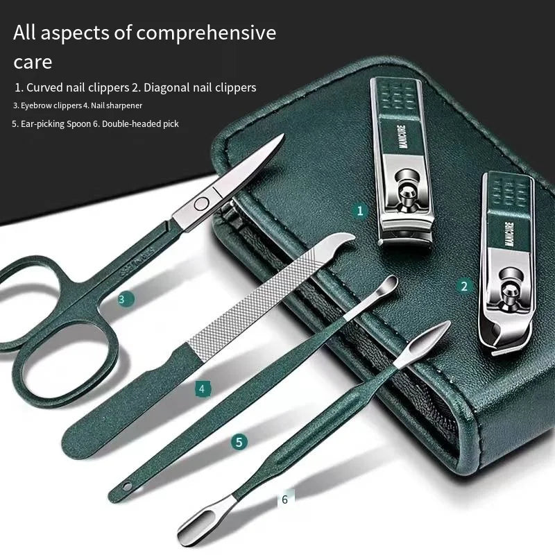 Maniküre-Set – Hochwertiges 6-teiliges Nagelpflegeset mit Nagelschere und Knipser, ideal für Zuhause und unterwegs