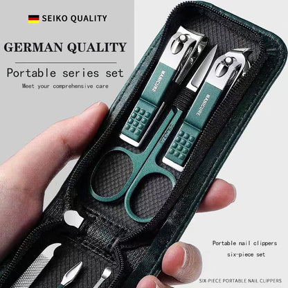 Maniküre-Set – Hochwertiges 6-teiliges Nagelpflegeset mit Nagelschere und Knipser, ideal für Zuhause und unterwegs