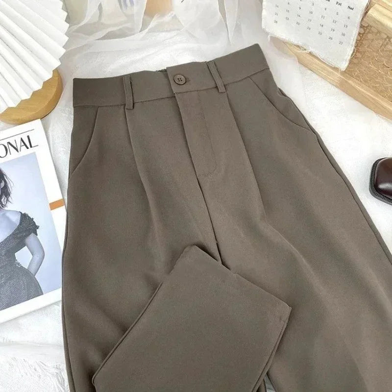 Pantalon harem taille haute noir – Pantalon de loisirs élastique pour le bureau et le quotidien
