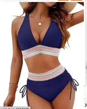 Schulterfreies High-Waist Bikini Set – Mit Brustpolster und verstellbaren Trägern