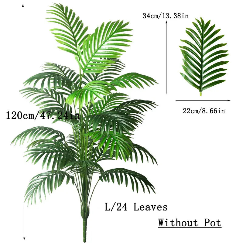 Große Künstliche Palme 90–120 cm – Tropische Deko-Pflanze mit Monstera-Blättern für Zuhause und Garten